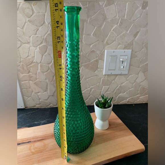 ROSSINI EMPOLI | Tall Green Textured Vase / Decanter - Picture 5 of 5